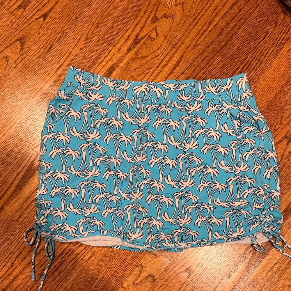 Blue Palm Tree Print Skirt/skorts